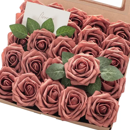 Miniatura 24 de Floroom Flores artificiales de espuma, aspecto real, con tallos, para manualidades, ramos de boda, centros de mesa, despedida de soltera, fiesta, 25