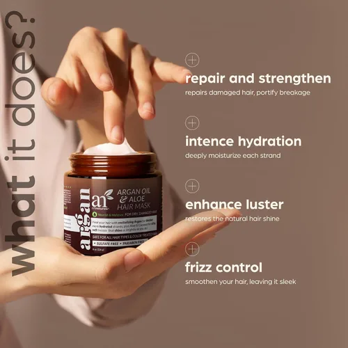 Miniatura 3 de Artnaturals Acondicionador de mascarilla capilar de argán - (8 onzas/7.97 oz) - Tratamiento acondicionador profundo - Aceite de jojoba orgánico