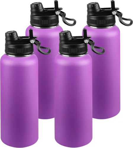 Miniatura 104 de Botella de agua aislada de 22 onzas, tapa 2 en 1 a prueba de fugas (sorbo/pajilla) + asa, botella de acero inoxidable para deportes, viajes, trabajo