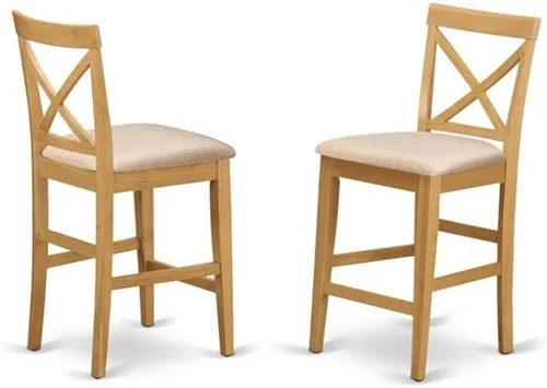 Miniatura 4 de East West Furniture CFPB3-OAK-C - Juego de pub de 3 piezas de altura de mostrador para espacios pequeños que contiene una mesa cuadrada de comedor