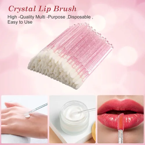 Miniatura 4 de 500 piezas desechables CrystaLip Brush aplicadores de brillo de labios, varitas de brillo de lápiz labial para cuidado de labios y kits