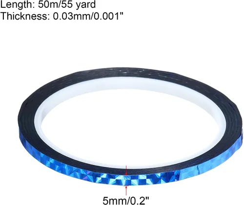 Miniatura 2 de PATIKIL Cinta prisma de 0.2 pulgadas x 55 yardas, adhesivo reflectante holográfico metalizado para detallar decoración de pared, arte, azul