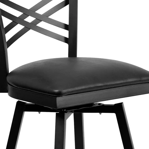 Miniatura 9 de Flash Furniture HERCULES Series Black ''X'' Taburete giratorio de metal – asiento de vinilo negro