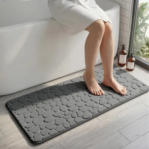 Miniatura 50 de YIHOUSE - Alfombra de espuma viscoelástica para pasillo, alfombras de baño con patrón de adoquín, superabsorbentes, alfombras de baño lavables a
