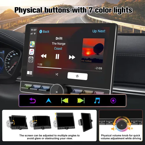 Miniatura 5 de Android 13 8-Core 4GB+64GB Estéreo de Coche de Doble DIN, Radio de Coche con Pantalla Táctil Flotante Desmontable de 10.6 Pulgadas con Carplay