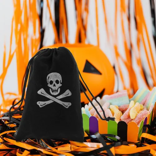 Miniatura 4 de Healifty 20 bolsas de tela de monedas piratas con cordón para caza del tesoro para fiesta de Halloween, almacenamiento de joyas de dulces, 6.1 x 4.5