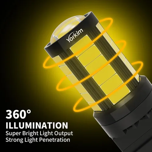 Miniatura 3 de Yorkim 3157 Bombillas LED ámbar superbrillantes, 3056 3156 3156A 3057 4057 3157 4157 T25 bombillas LED para luces de freno, luces de marcha atrás