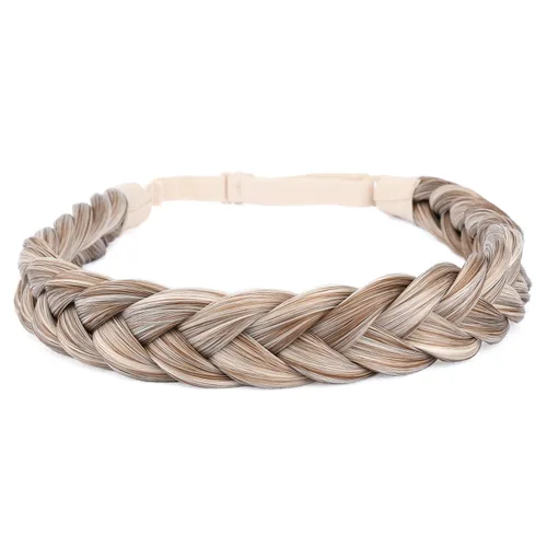 Miniatura 15 de Diadema clásica de cabello sintético trenzado, trenzas gruesas y anchas, extensión de cabello con elástico para mujeres y niñas, accesorio