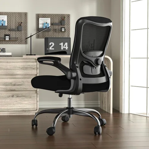 Miniatura 11 de Silla de oficina ergonómica, silla de escritorio con respaldo alto y soporte lumbar ajustable, respaldo de malla transpirable, capacidad de 330