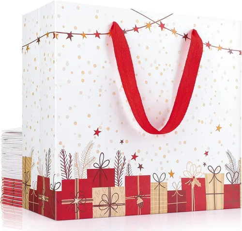 Miniatura 53 de EUSOAR Bolsas de Regalo Grandes Azul Marino, Paquete de 25 - Bolsas de Papel de Compras de 12.5"x4.5"x11" con Asas para Negocios, Manualidades