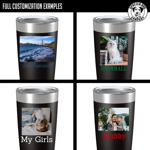 Miniatura 4 de Vaso personalizado de 20 onzas (17 colores) con foto impresa con aislamiento térmico de acero inoxidable recubierto de polvo con tapa, regalo