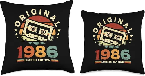 Miniatura 3 de Retro Limited Edition 1986 Cassette Tape 40th Birthday Throw Pillow