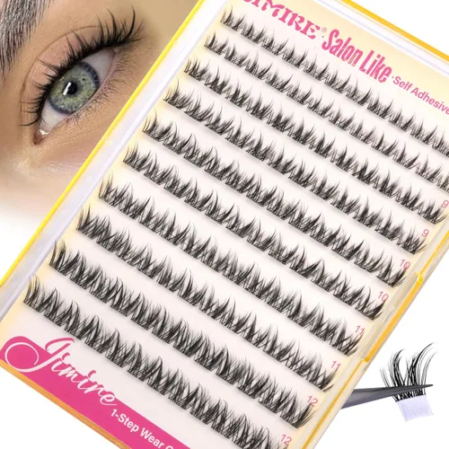 Miniatura 17 de JIMIRE Pestañas postizas de aspecto natural, pestañas postizas esponjosas y finas, pestañas de ojo de gato con banda fina, pestañas postizas