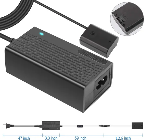 Miniatura 4 de Kit de adaptador de fuente de alimentación AC de batería falsa Kimaru NP-FZ100 para cámaras Sony Alpha A6600 A6700 ZV-E1, FX3 FX30 A7CII ZV-E10II