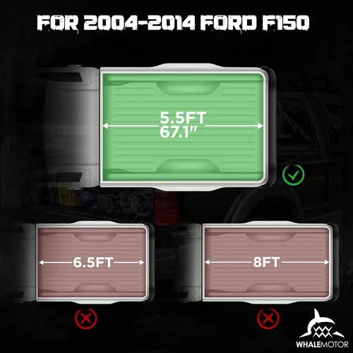 Miniatura 2 de Cubierta Tonneau para caja de camioneta compatible con Ford F150 F-150 2004-2014 de 5.5 pies, estilo plegable suave (plegado)