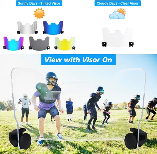 Miniatura 5 de Visera de fútbol, visera para casco con alta claridad, visera de casco de fútbol resistente a los impactos, visera de fútbol fácil de instalar