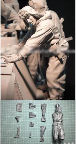 Figura de resina 1/16, modelo de soldado, soldado alemán de la Segunda Guerra Mundial, kit de resina en miniatura (1 persona, sin tanque) (sin