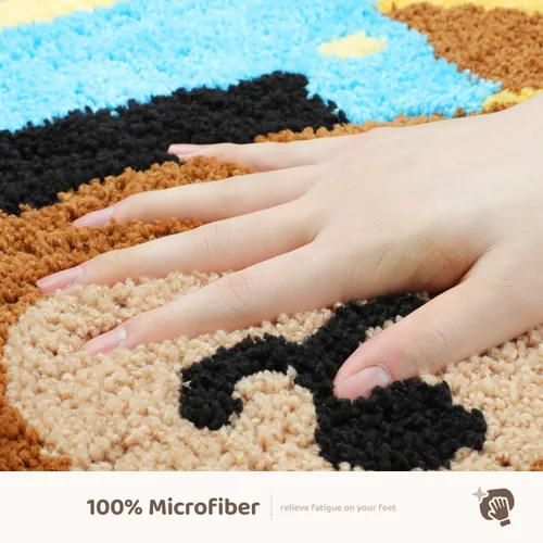 Miniatura 4 de Molesun Lindo tapete de baño de oso, tapete de baño antideslizante y suave, divertido tapete de microfibra de felpa absorbente de agua