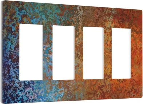 Miniatura 63 de Placa Decorativa de Pared Beige Boho de Mediados de Siglo Sol Abstracto 1-Gang Retro Años 70 Arte Geométrico Moderno con Arco Eléctrico Interruptor