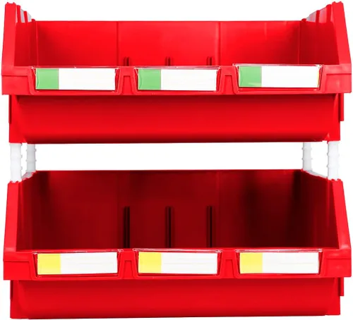 Paquete de 2 cubos de almacenamiento apilables rojos extragrandes – 16.5 x 14.5 x 6.9 pulgadas, organizador resistente, diseño colgante y de ROJO 2