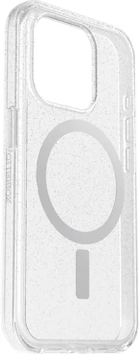 Miniatura 4 de OtterBox Funda transparente para iPhone 15 Pro (solamente) de la serie Symmetry, polvo de estrellas (transparente/plateado), se acopla a MagSafe