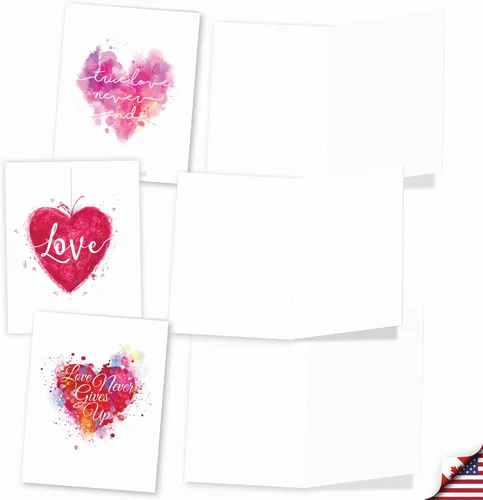 Miniatura 3 de The Best Card Company - 20 bonitas tarjetas en caja (4 x 5.12 pulgadas) - Juego surtido en blanco (10 diseños, 2 de cada uno) - Line Heart
