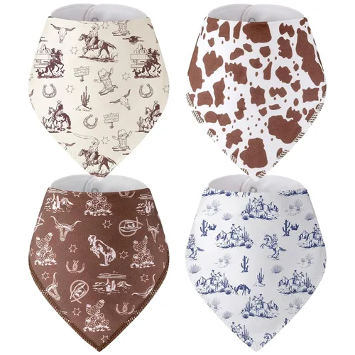 Miniatura 8 de VitalCozy 4 unidades de vaquero occidental bebé bandana babero algodón recién nacido bebé bebé babero