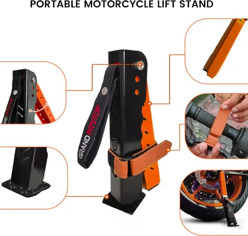 Miniatura 4 de GRAND PITSTOP Soporte de Mantenimiento para Motocicletas, Soporte de Elevación Portátil y Compacto, Gato de Moto, Altura Ajustable para Limpieza
