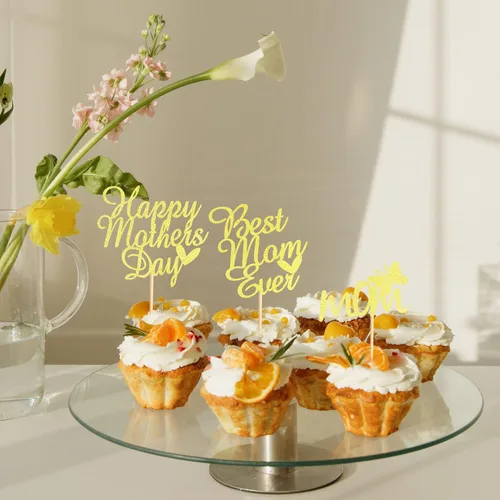 Miniatura 5 de 24 piezas de decoración para cupcakes para el Día de la Madre, con diseño de mariposa, decoración de pasteles para el día de la madre, suministros