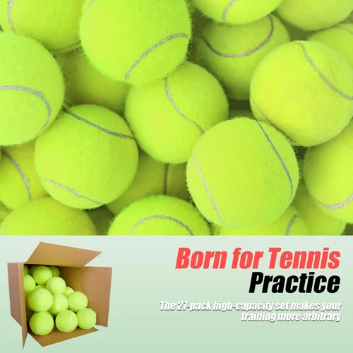 Miniatura 5 de GKK Paquete de 27 pelotas de tenis, pelota de tenis de entrenamiento sin presión, pelotas de tenis a granel para jóvenes, principiantes, mascotas