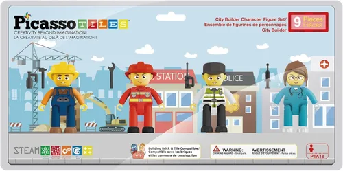 Miniatura 8 de Picasso Toys - Figuras de acción magnéticas de personajes de 4 piezas de astronauta para bloques de construcción, juego de juguetes para niños