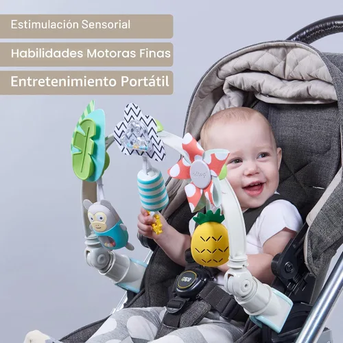 Miniatura 2 de Taf Toys Arco Tropical Ajustable para Asiento de Automóvil Infantil y Cochecito de Juguete para Bebés y Niños Pequeños, Arco de Cochecito, Juguetes
