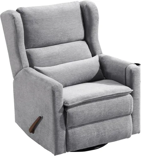 Miniatura 16 de Oversized Swivel Rocker Recliner with Lumbar Cushion,Power Recliner Nursery Chair with Adjustable Headrest,Nursery Glider Recliner for Living Beige