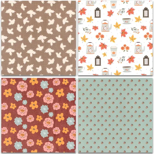 Miniatura 4 de BLEDS Hoja de Papel para Álbum de Recortes 6x6, 24 Hojas Papel para Álbum de Recortes Una Sola Cara Suministros de Álbum de Recortes de Otoño Para