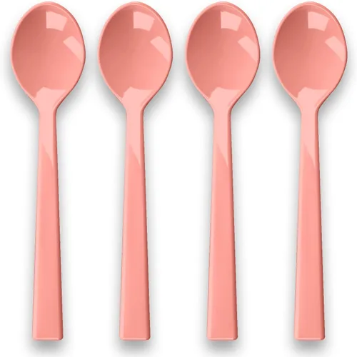 Cuchara de postre de melamina de bayas y cerezas - Coral - Juego de 4