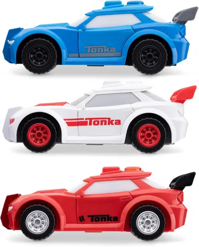 Miniatura 3 de Tonka, paquete de 3 autos deportivos– hechos con plástico resistente, con motor de fricción, para niños y niñas, niños pequeños de 3 años