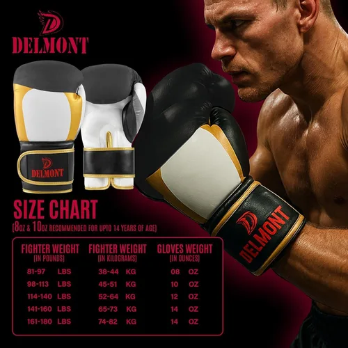 Miniatura 6 de Delmont Guantes de boxeo para hombres y mujeres – Bolsa pesada, guantes de kickboxing, sparring y entrenamiento con acolchado multicapa, soporte