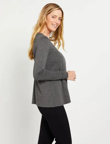 Miniatura 3 de Motherhood Maternity Camiseta de lactancia de tulipán de manga larga con cuello redondo para mujer