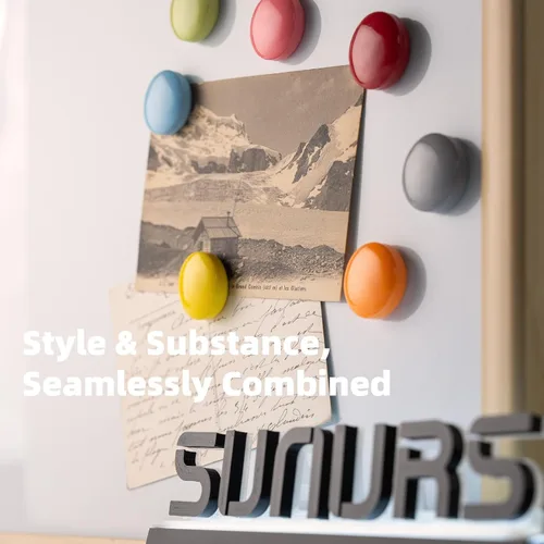 Miniatura 6 de SUNURS Imanes de refrigerador de 16/9 piezas, bonitos y coloridos – Imanes de refrigerador con acabado brillante y mate para pizarra blanca