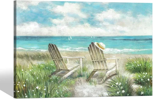 Miniatura 13 de SD SOFT DANCE Lienzo decorativo para pared de playa, paisaje marino, pintura costera para dormitorio (16 x 11 x 1 panel)