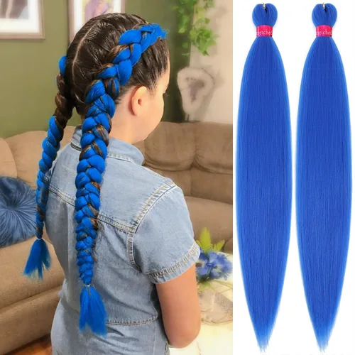 Miniatura 16 de Cabello trenzado verde con lentejuelas de 26 pulgadas, preestirado, trenzas de textura Yaki, extensiones de cabello pre plumadas, 3 paquetes, fácil