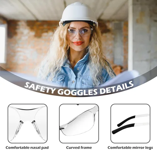 Miniatura 4 de Paquete de 150 gafas de seguridad transparentes, ligeras, protectoras para uso en interiores y exteriores, mujeres y hombres, trabajo, laboratorio
