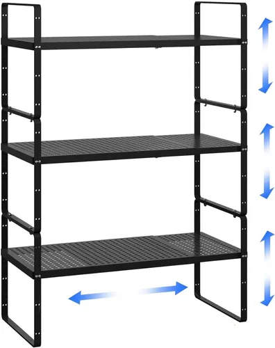 Miniatura 10 de Organizador de estantes ampliables de metal ajustable para especias, estantes de almacenamiento independientes para armario de cocina, debajo
