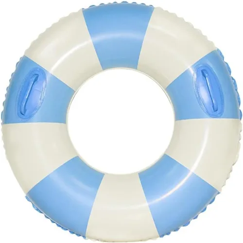 Anillo de natación grande con asas para niños y adultos, tubos interiores de piscina clásicos a rayas de 35 pulgadas, flotadores inflables de