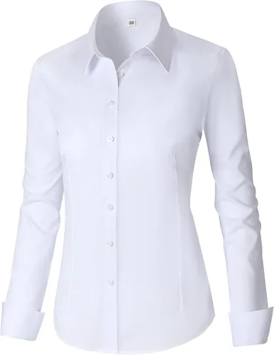 Miniatura 46 de CUNLIN - Camisas de manga larga con botones de algodón para mujer, ajustadas, camisas formales de vestir para el trabajo, blusas de trabajo, tops