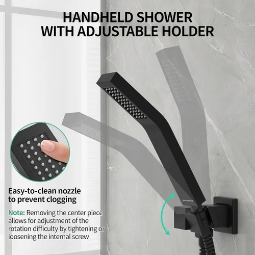 Miniatura 5 de SR SUN RISE Sistema de Ducha de Montaje en Techo de 12 Pulgadas Negro Mate, Sistema de Ducha de Lluvia de Lujo para Baño, Mezclador, Juego