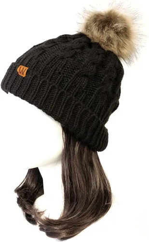 Miniatura 2 de Allydrew Mommy & Me Mother - Gorro tejido de invierno cálido y suave con pompón