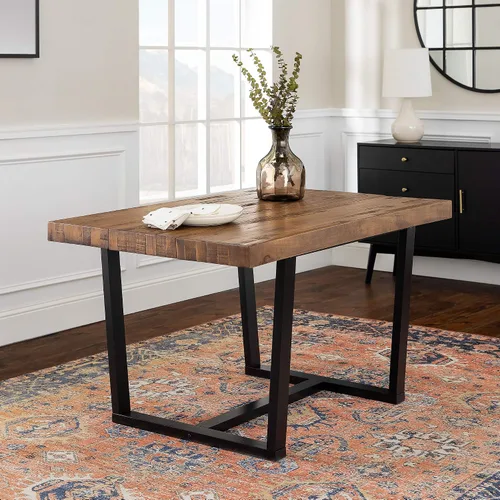 Miniatura 2 de Walker Edison mesa de comedor rectangular para 6 personas, de madera desgastada, de estilo moderno y campestre, 52 pulgadas, roble rústico