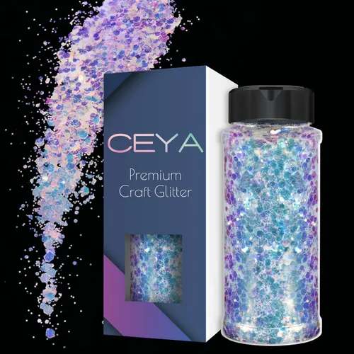 Miniatura 9 de Ceya Chameleon Brillantina Gruesa, 3.5 onzas/100g, Polvo de Brillantina Artesanal Color Crepúsculo que Cambia de Color, Escamas y Lentejuelas