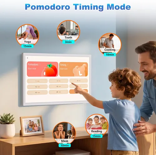 Miniatura 8 de Calendario digital de 32 pulgadas, para horarios familiares, pantalla interactiva, marco de fotos electrónico de calendario, recompensas